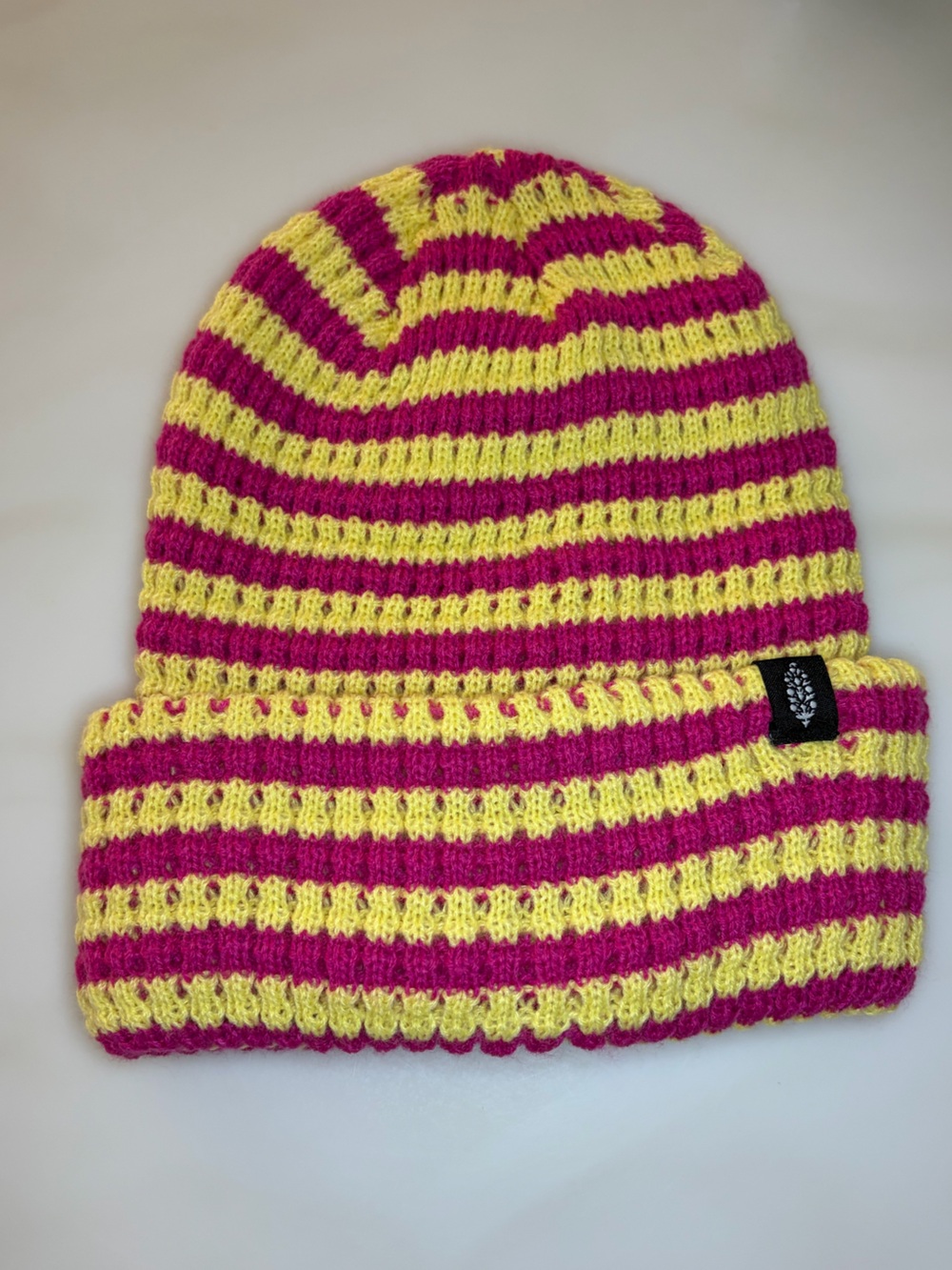 Free People Striped Knit Beanie - Pink & Yellow